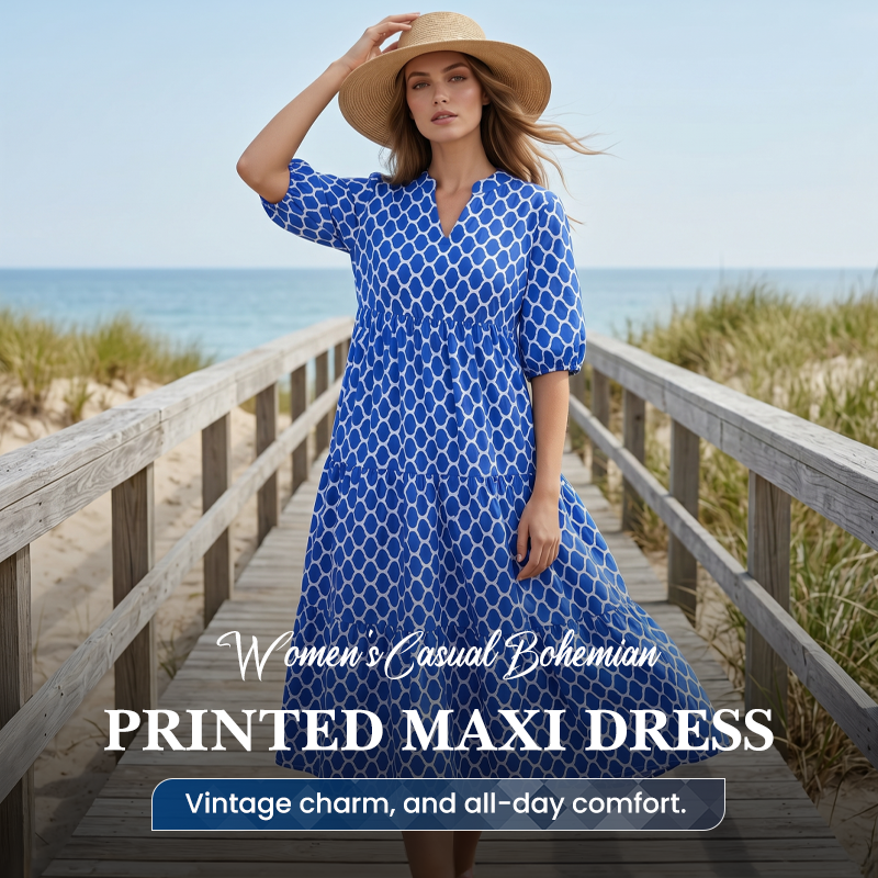 Women's Casual Bohemian Printed Maxi Dress