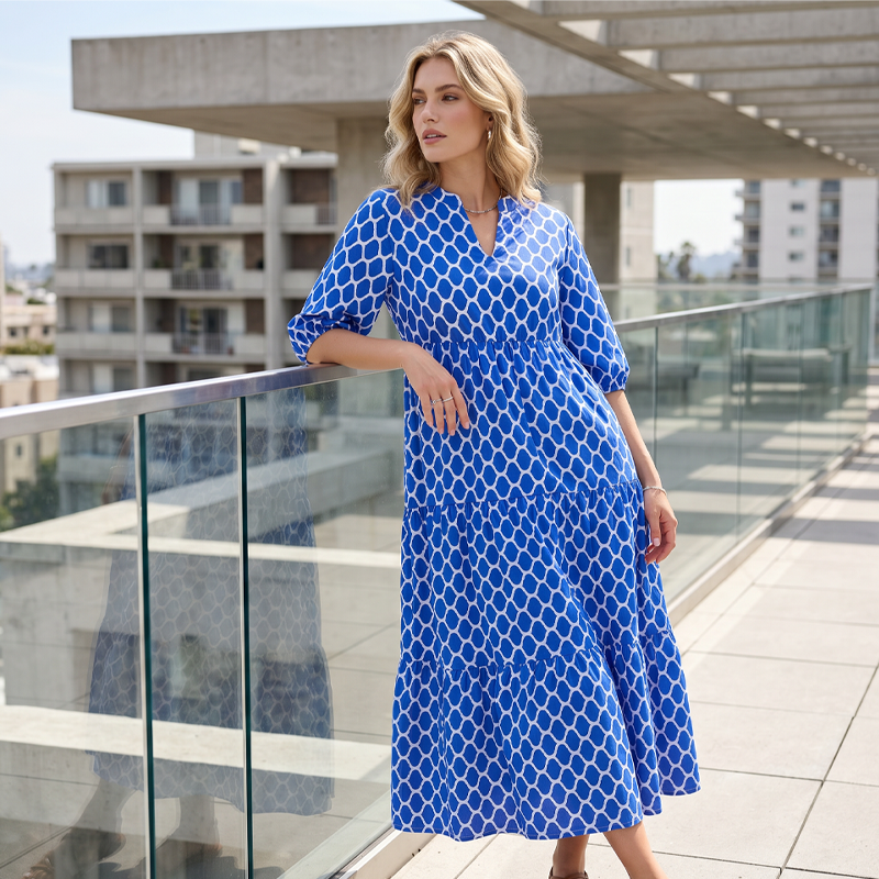 Women's Casual Bohemian Printed Maxi Dress