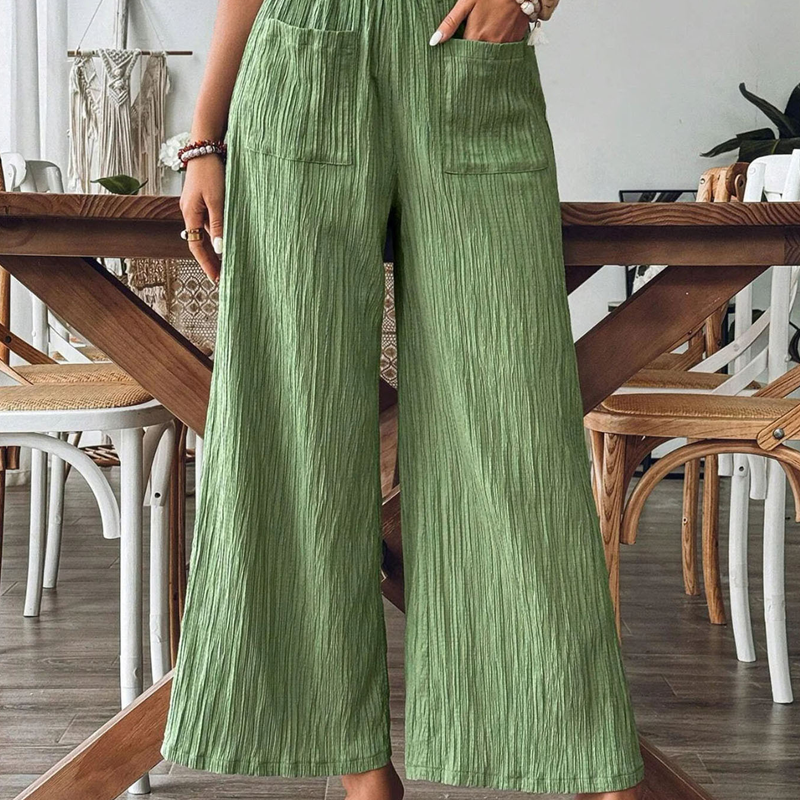 Casual losvallende broek met effen kleur voor dames