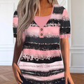 Top Henley da donna a righe effetto due pezzi