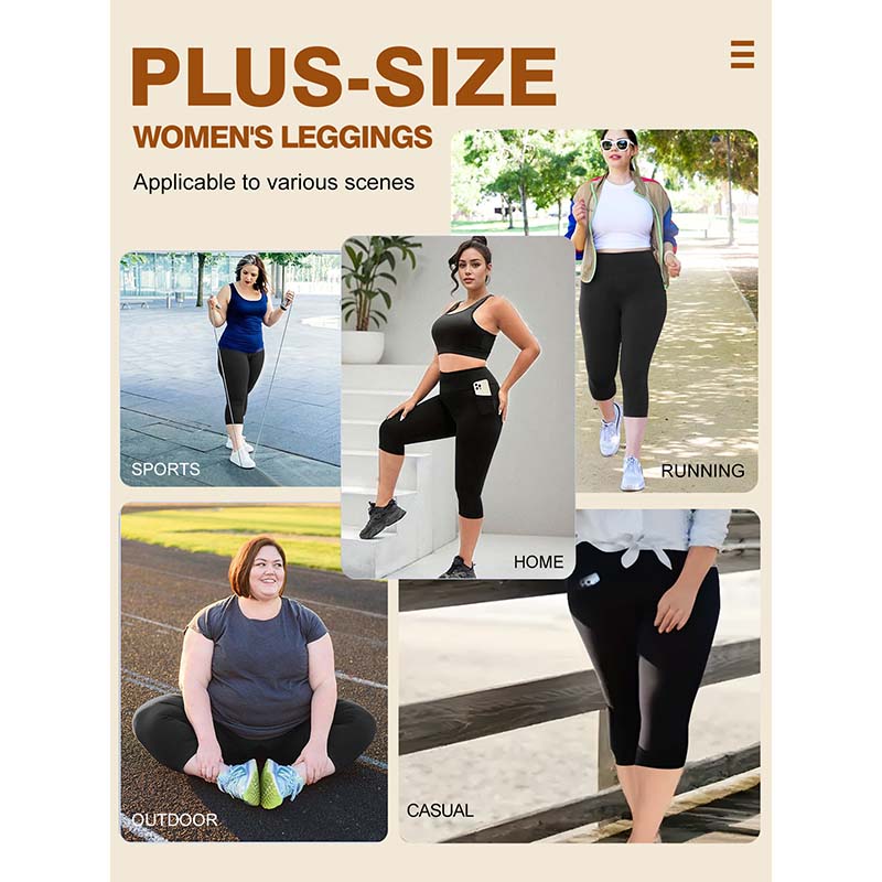 Leggings capri da donna a vita alta con tasche