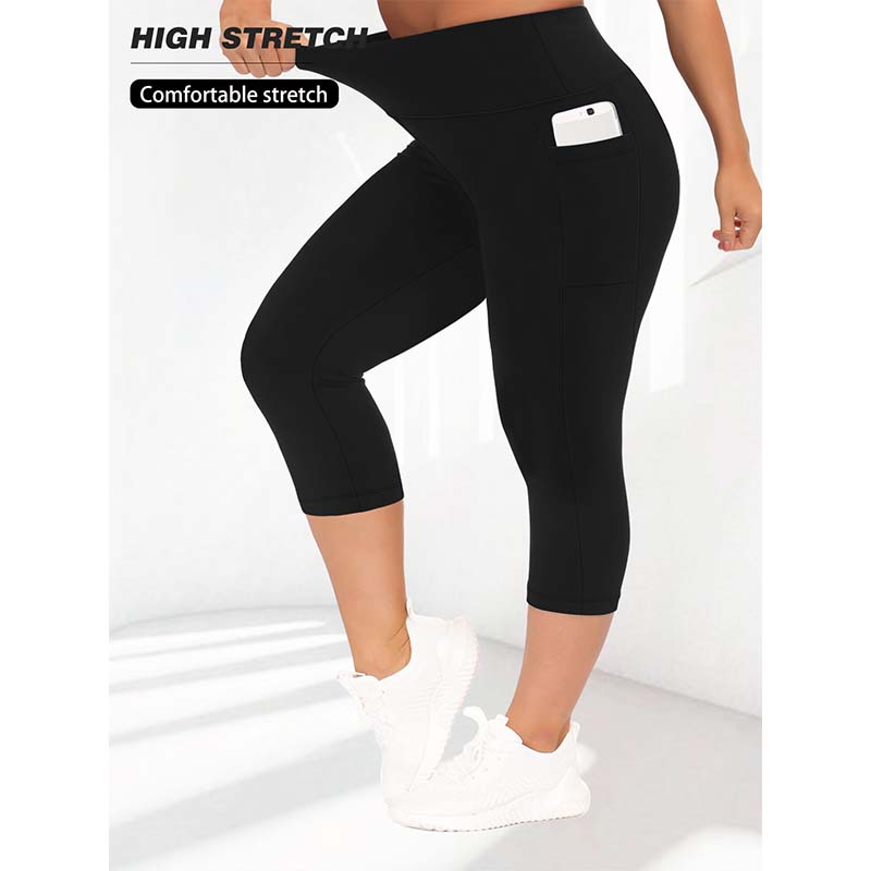 Leggings capri da donna a vita alta con tasche