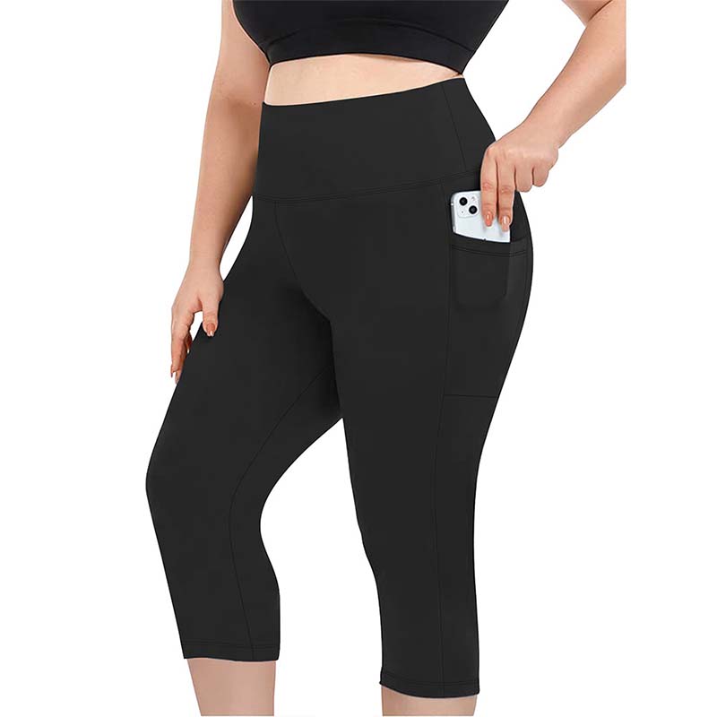 Leggings capri da donna a vita alta con tasche