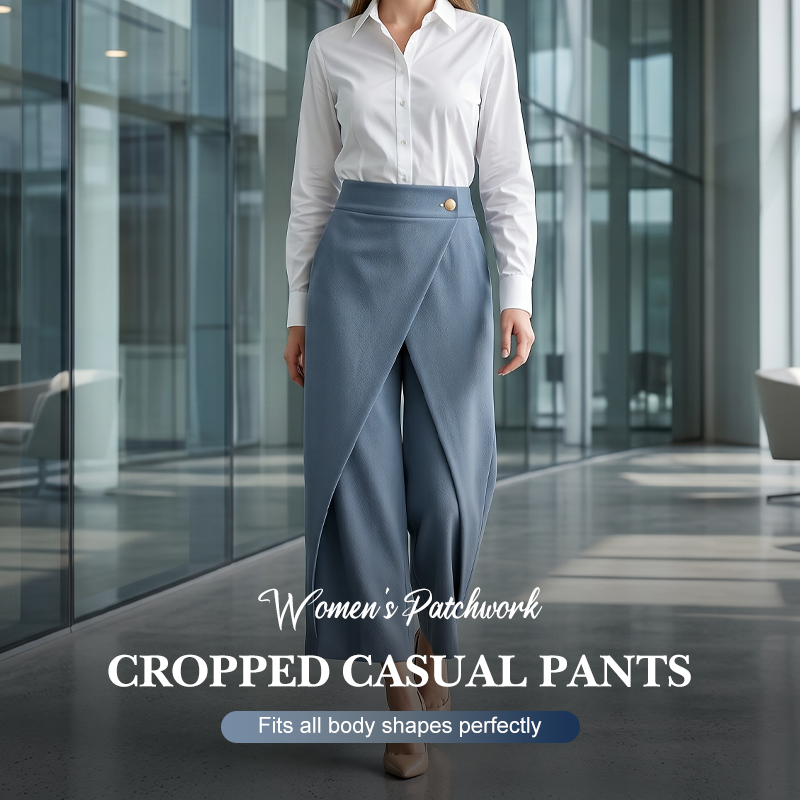 Pantaloni casual cropped da donna effetto patchwork