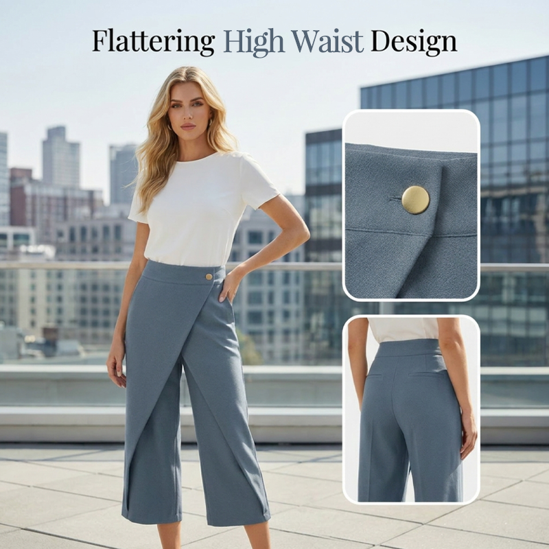 Pantaloni casual cropped da donna effetto patchwork