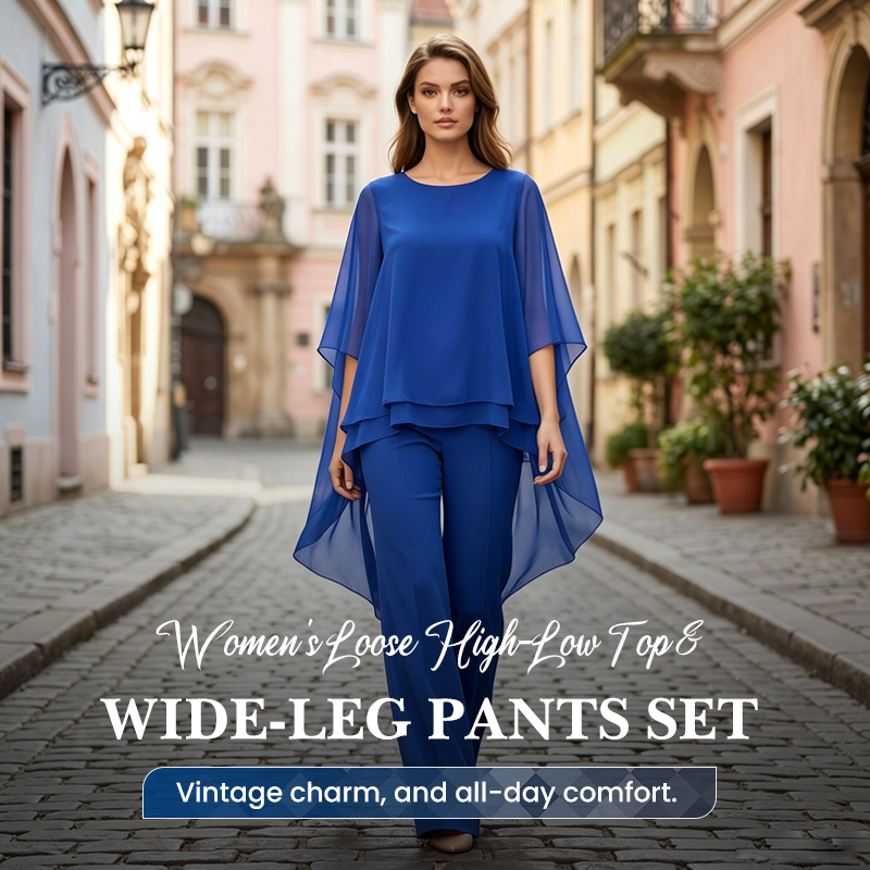 Conjunto holgado para mujer de top asimétrico y pantalones de pierna ancha