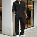 Men's Long Sleeve Button-Down Shirt & Pants Set