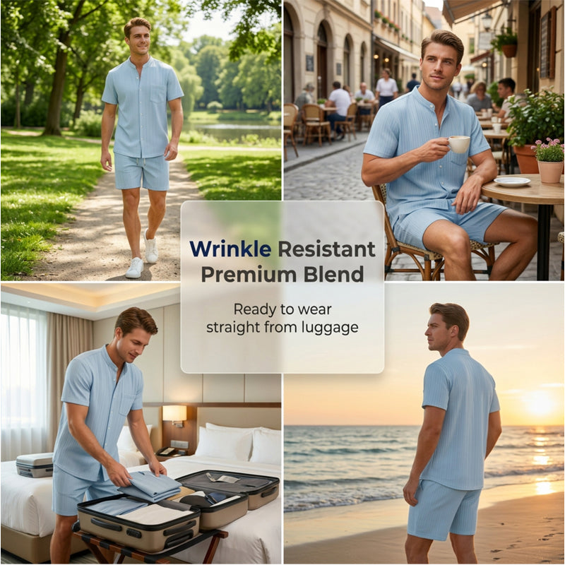 Conjunto de 2 piezas para hombre con rayas verticales de verano