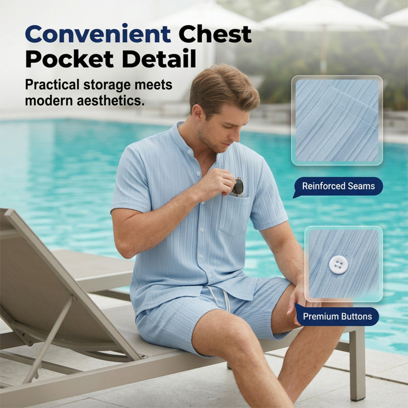Conjunto de 2 piezas para hombre con rayas verticales de verano