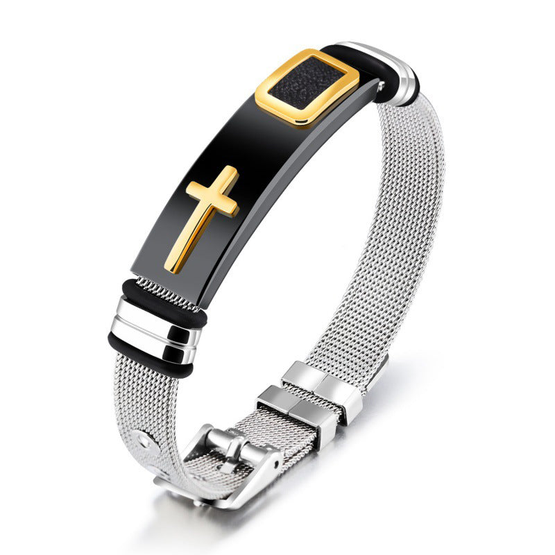 Bracciale da uomo con croce in acciaio inossidabile ¨C resistente e regolabile ¨C gioiello religioso dal significato speciale