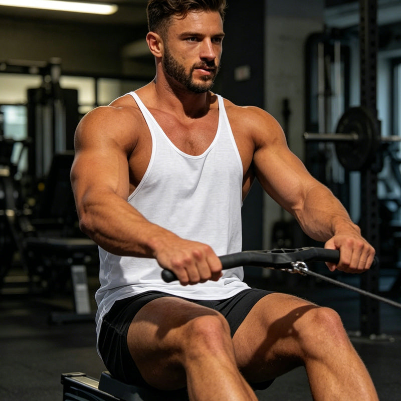 Canotta da uomo con spalline sottili per palestra e allenamento