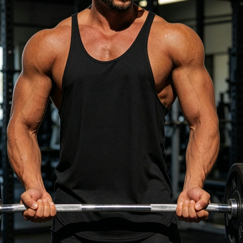 Canotta da uomo con spalline sottili per palestra e allenamento