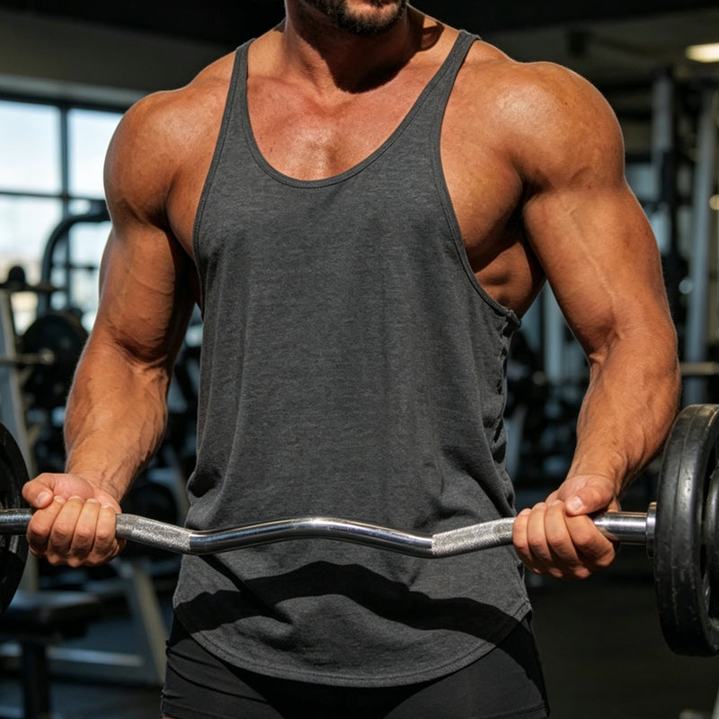 Canotta da uomo con spalline sottili per palestra e allenamento