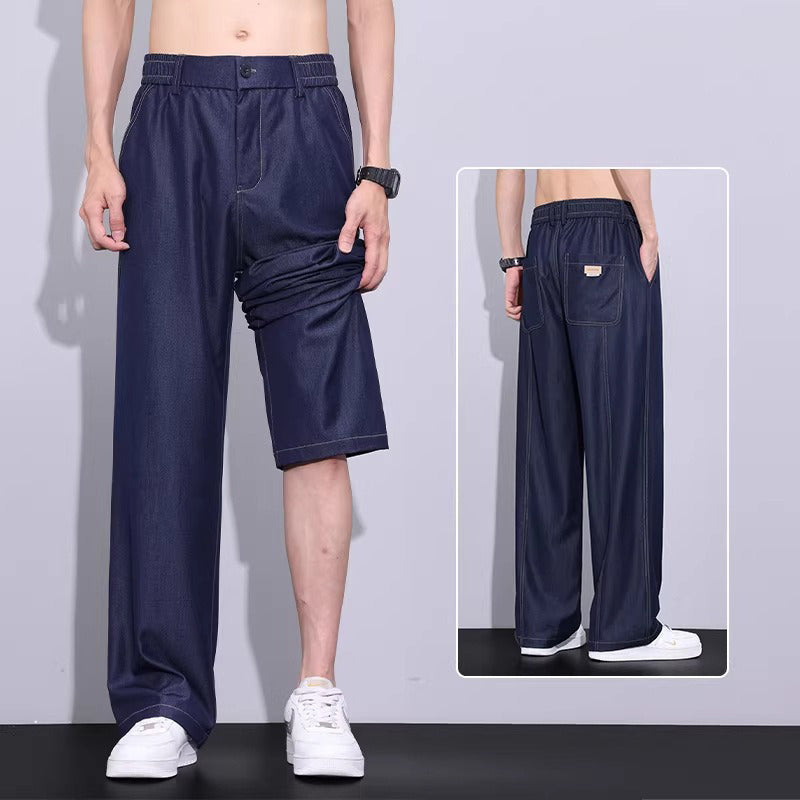 Pantalones casuales rectos de pierna ancha para hombre