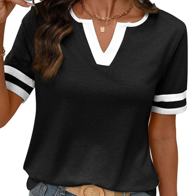 T-shirt da donna a maniche corte con blocchi di colore