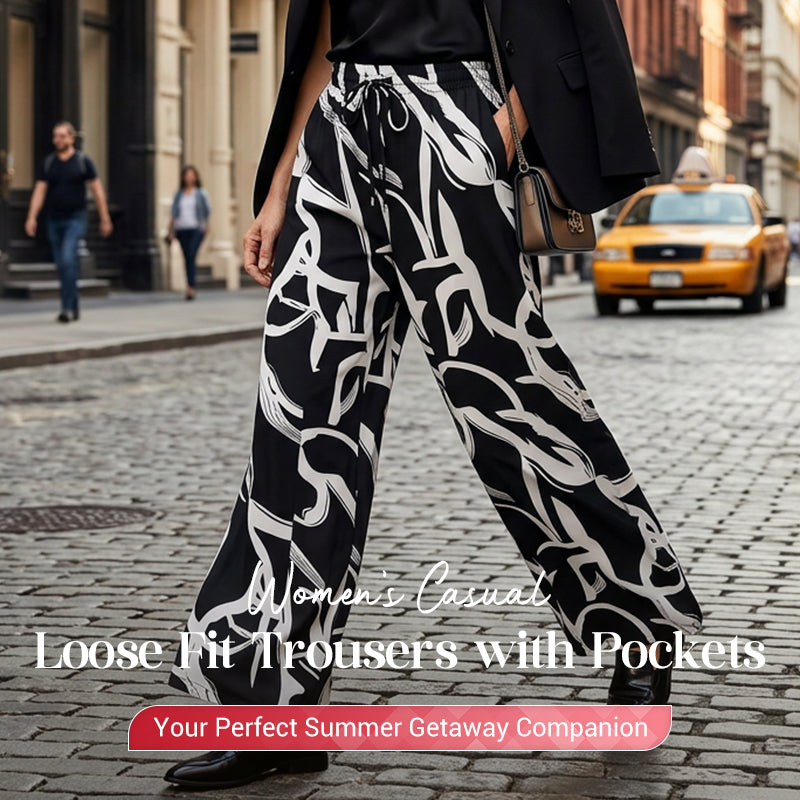 Women's Casual Loose Fit Trousers with Pockets
