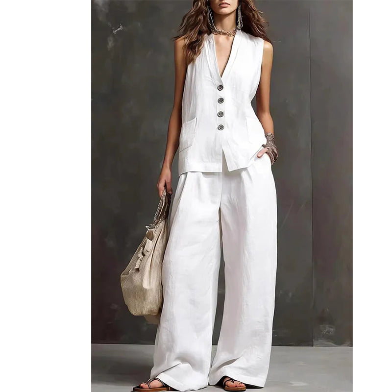 Completo da donna a 2 pezzi con gilet senza maniche e pantaloni