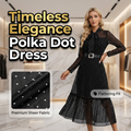 Elegant Polka Dot Tie-Neck Midi Dress
