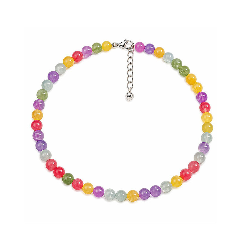 Kralenketting met kattenoogstenen in regenboogkleuren