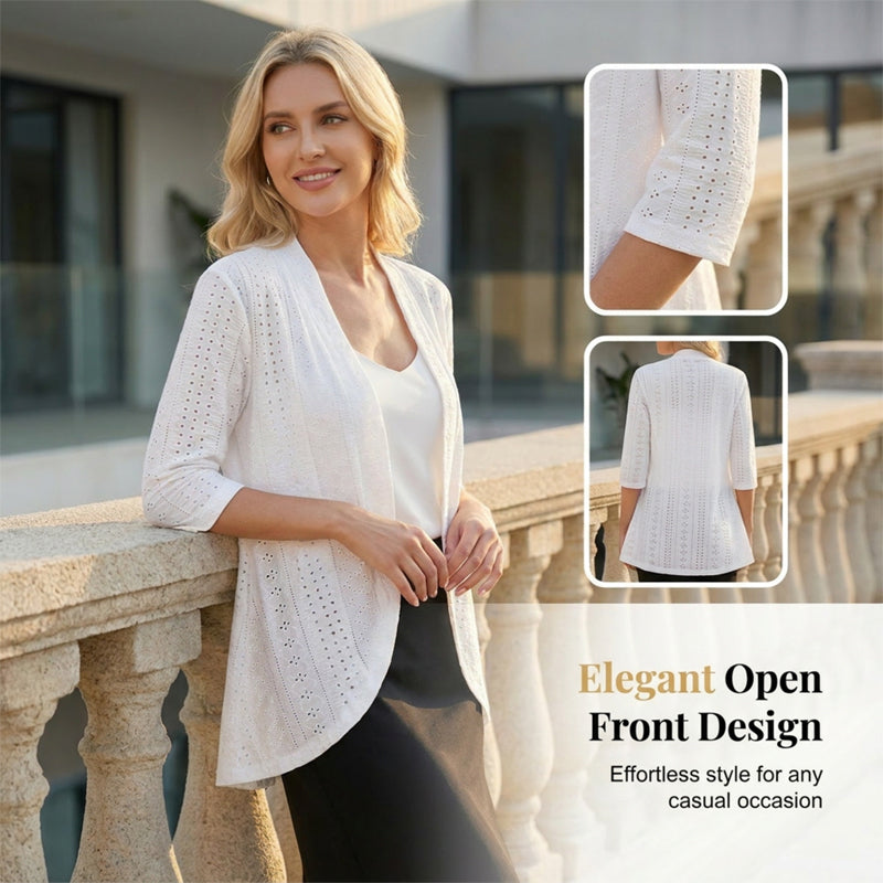 Cardigan estivo leggero da donna con ricami traforati