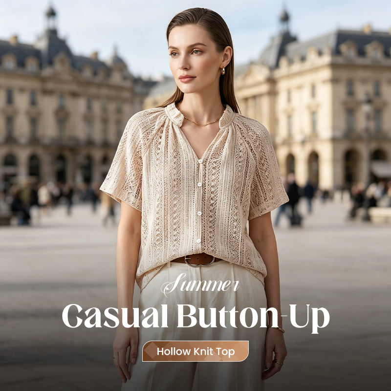 Top de punto calado informal con botones para verano