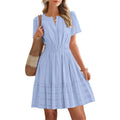 Minivestido de manga corta con volantes escalonados para mujer