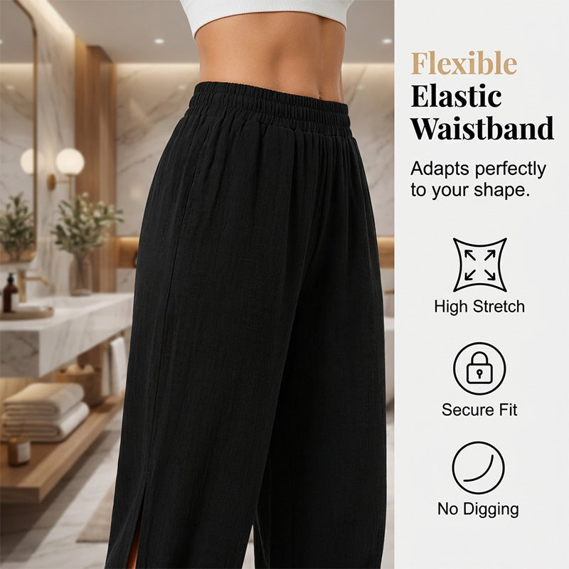 Pantalones capri casuales para mujer con cintura elástica