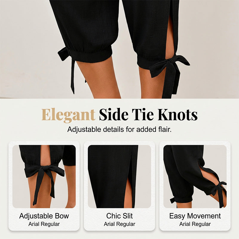 Pantalones capri casuales para mujer con cintura elástica