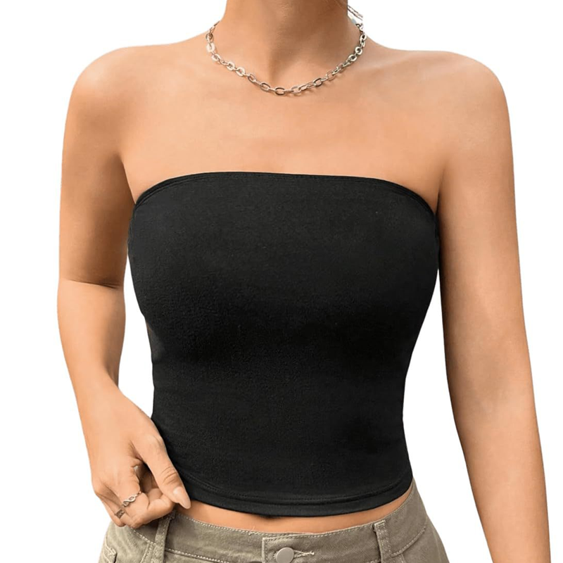 Women¡¯s Soft Solid Strapless Tube Top