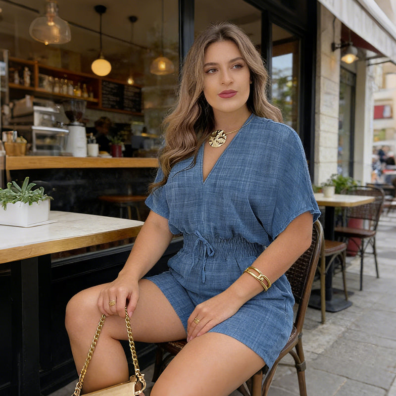 Summer Casual Elastic Waist Romper Shorts