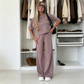 Conjunto de top y pantalones de pierna ancha para mujer