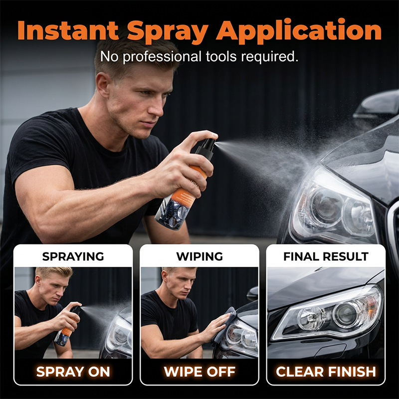 Kit spray professionale gratuito per il ripristino dei fari - Trasparenza, luminosità e guida sicura