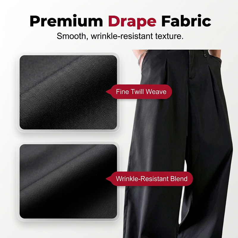 Pantalones de traje clásicos de pierna ancha para hombre ¨C resistentes a las arrugas y de corte entallado