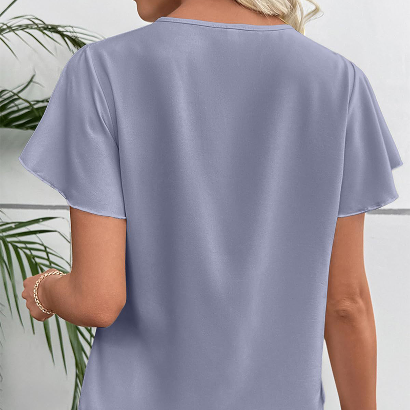 Blusa de mujer con escote en V y mangas con volantes