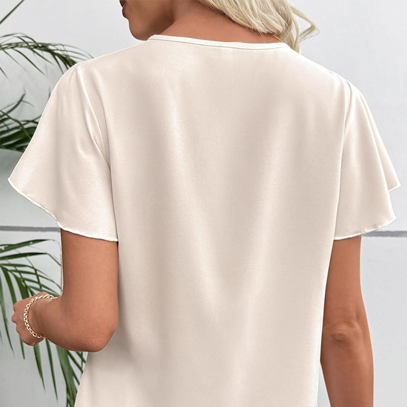 Blusa de mujer con escote en V y mangas con volantes