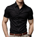 Men's Textured Black Short Sleeve Shirt