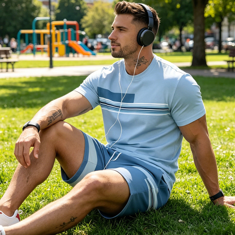 Completo da uomo in 2 pezzi con T-shirt e pantaloncini