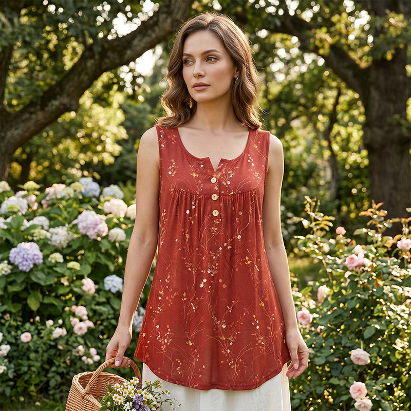 Women's Sleeveless Top with Button Detail