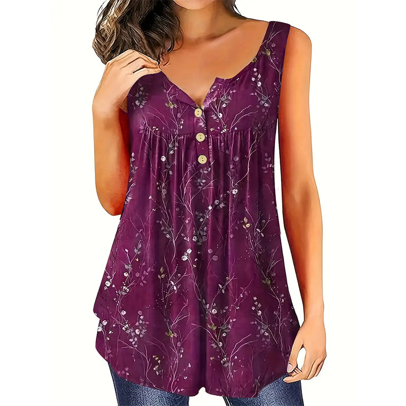 Women's Sleeveless Top with Button Detail