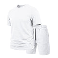 Conjunto de camiseta de cuello redondo de manga corta y color liso para hombre