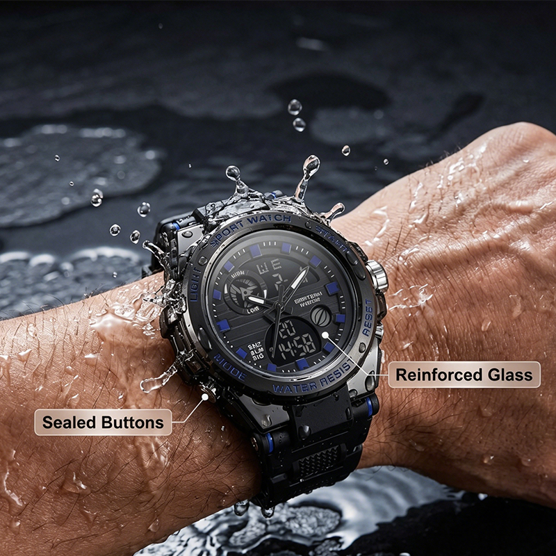 NOW Men's Waterproof Sports Watch ¨C Dual Display & Shock-Resistant ¨C Outdoor Essential