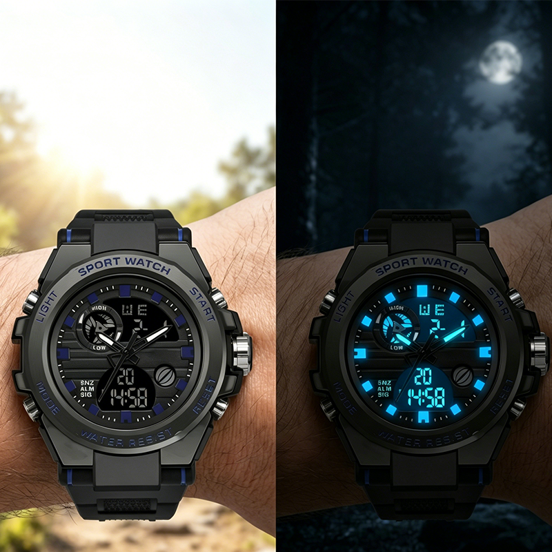 NOW Men's Waterproof Sports Watch ¨C Dual Display & Shock-Resistant ¨C Outdoor Essential