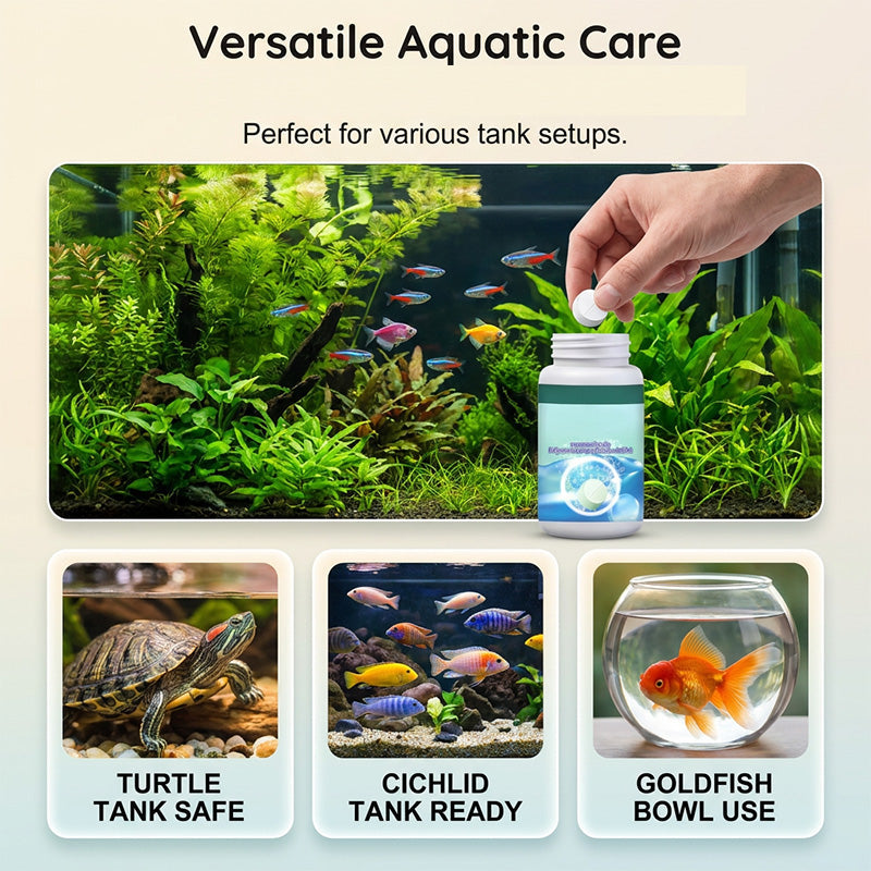Gratis bruisende aquariumtabletten ¨C kristalhelder, geurloos, snelle helderwerking