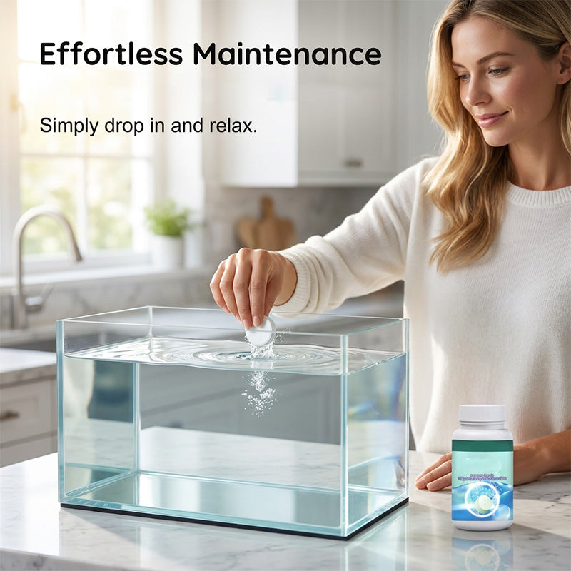Gratis bruisende aquariumtabletten ¨C kristalhelder, geurloos, snelle helderwerking