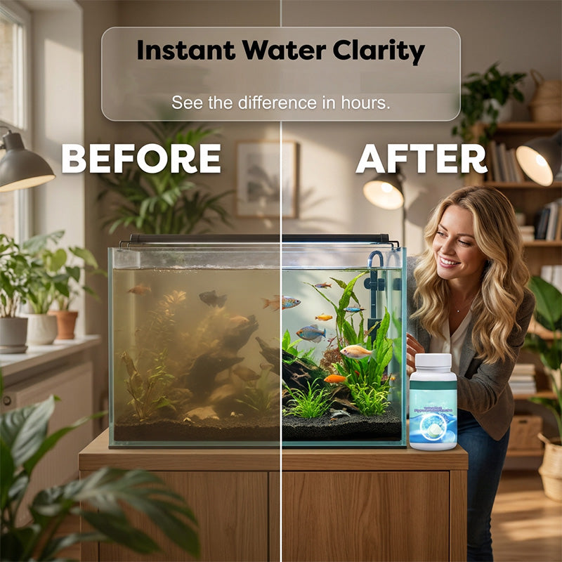 Gratis bruisende aquariumtabletten ¨C kristalhelder, geurloos, snelle helderwerking