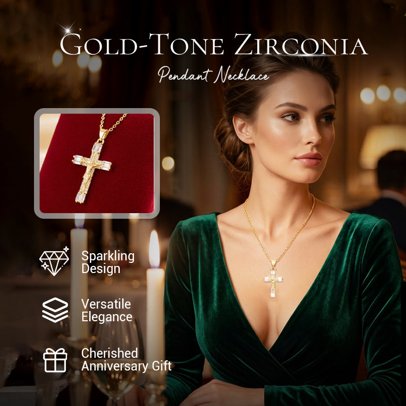 Collana con pendente in zirconi color oro