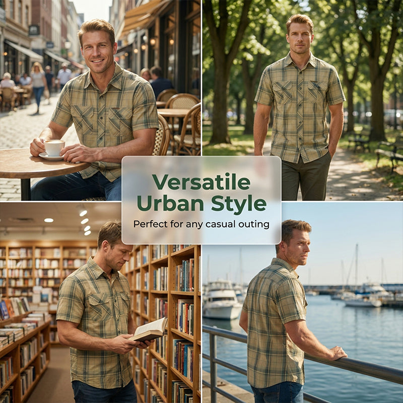 Casual geruit herenoverhemd met korte mouwen ¨C klassiek patroon, comfortabele pasvorm, ademend