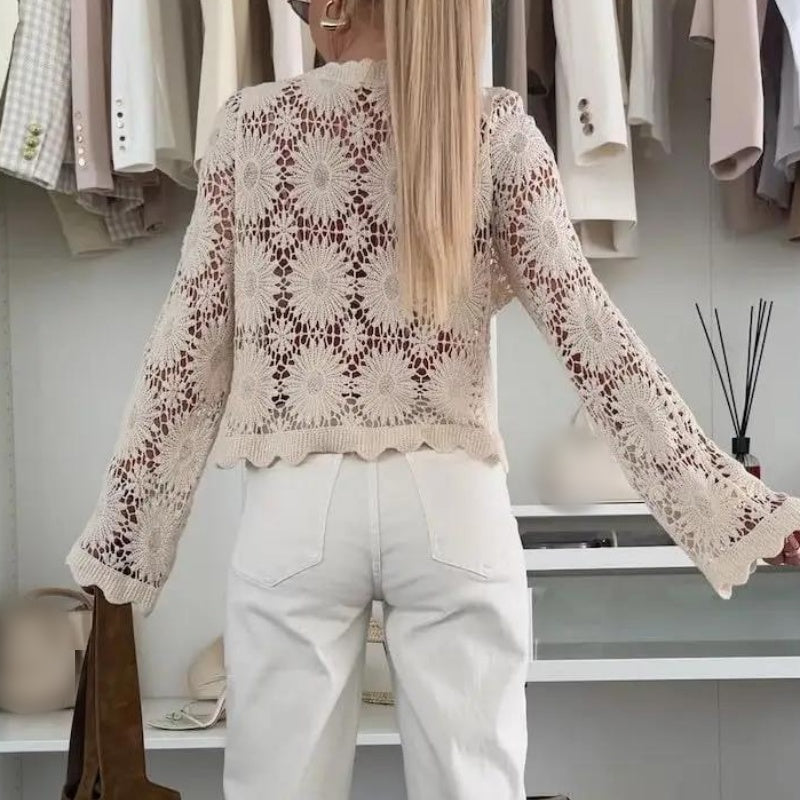 Women's Floral Crochet Knit Cardigan