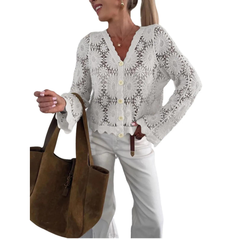 Women's Floral Crochet Knit Cardigan