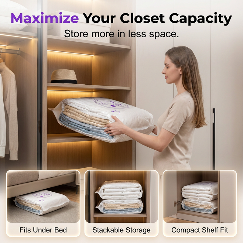 Bolsas de almacenamiento al vacío ahorradoras de espacio para el hogar ¨C reutilizables y herméticas gratis